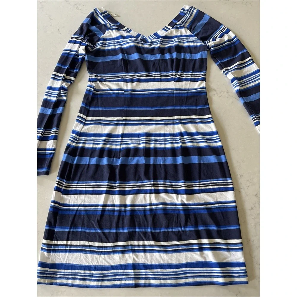 Lilly Pulitzer Dress Women's XS Blue White Stripe Suzanna Body Con Stretch Beach - Picture 4 of 4